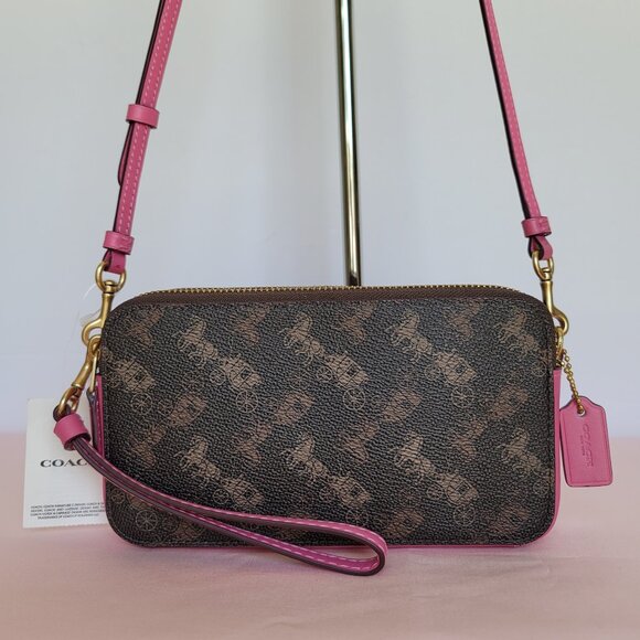 COACH Kira Horse And Carriage Canvas & Leather Crossbody-Truffle Petunia color ⭐ - Picture 4 of 16